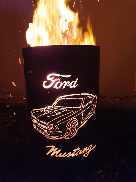 Tiko-Metalldesign Feuertonne/Feuerkorb mit Motiv Ford Mustang